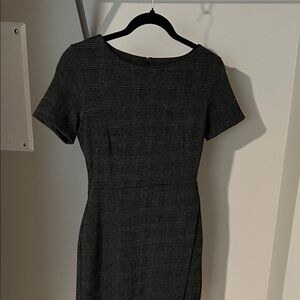 Banana Republic Charcoal Plaid Midi Dress